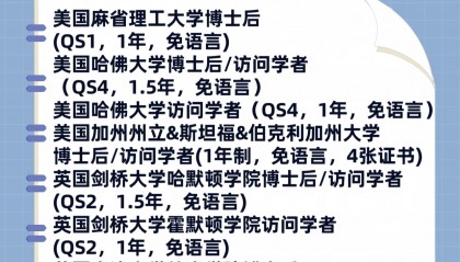 哈佛大学博士后项目介绍